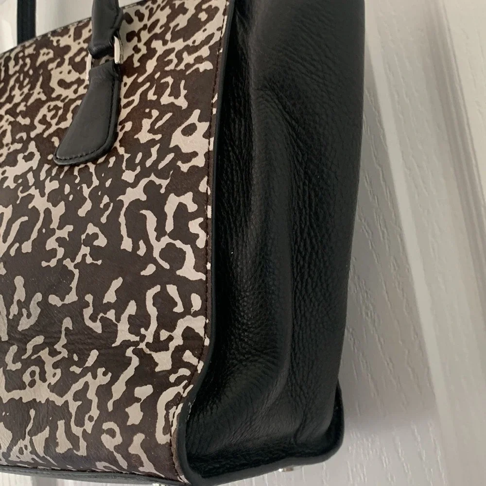 Michael Kors Calf Hair‎ handbag animal print leather tote bag black brown